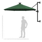 Ombrellone da Giardino a Parete con LED 300 cm Verde