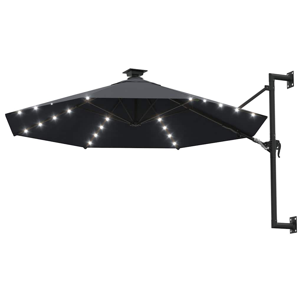 Ombrellone da Giardino a Parete con LED 300 cm Antracite