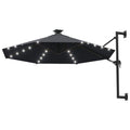 Ombrellone da Giardino a Parete con LED 300 cm Antracite