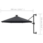 Ombrellone da Giardino a Parete con LED 300 cm Antracite