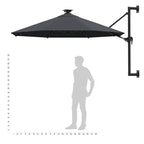 Ombrellone da Giardino a Parete con LED 300 cm Antracite