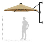 Ombrellone da Giardino a Parete con LED 300 cm Tortora