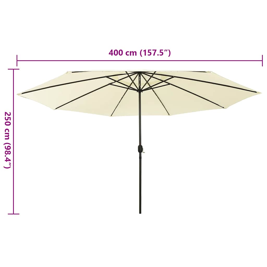 Ombrellone da Giardino con Luci LED 400 cm Sabbia