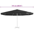 Telo di Ricambio per Tenda da Sole Nero 515 cm