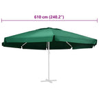 Telo di Ricambio per Ombrellone Verde 610 cm
