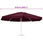 Telo di Ricambio per Ombrellone Rosso Bordò 610 cm