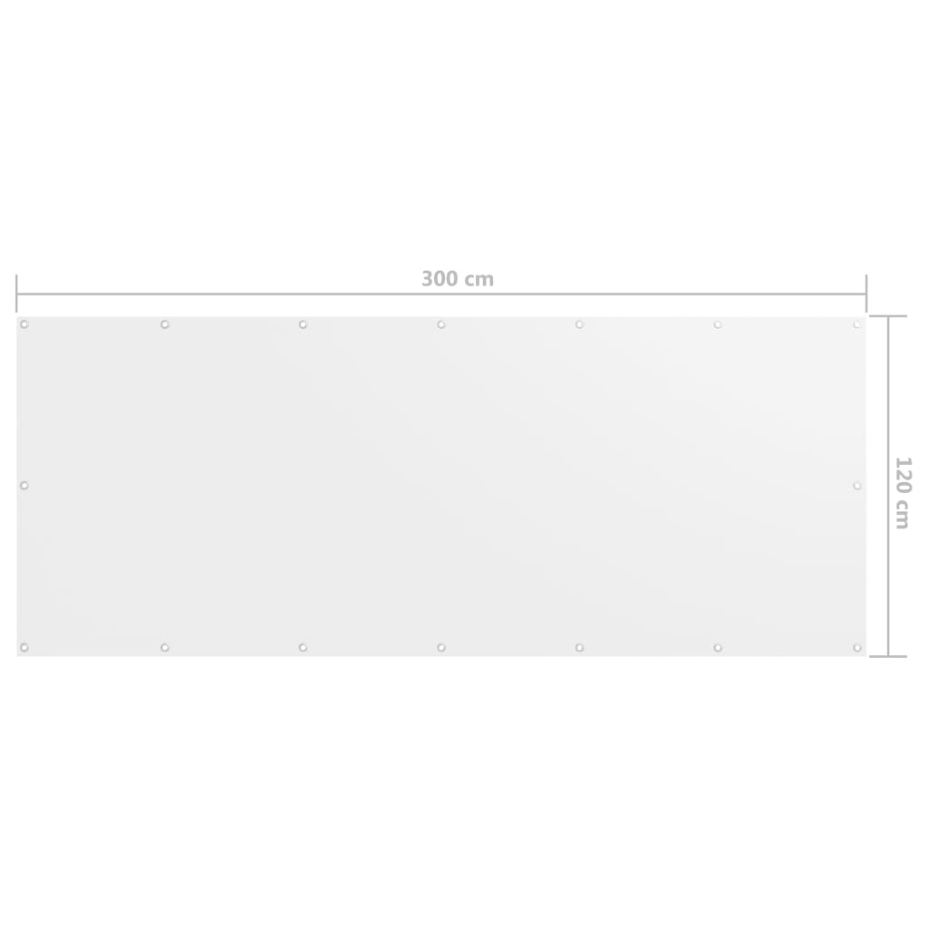 Paravento Balcone Bianco 120x300 cm Tessuto Oxford Impermeabile