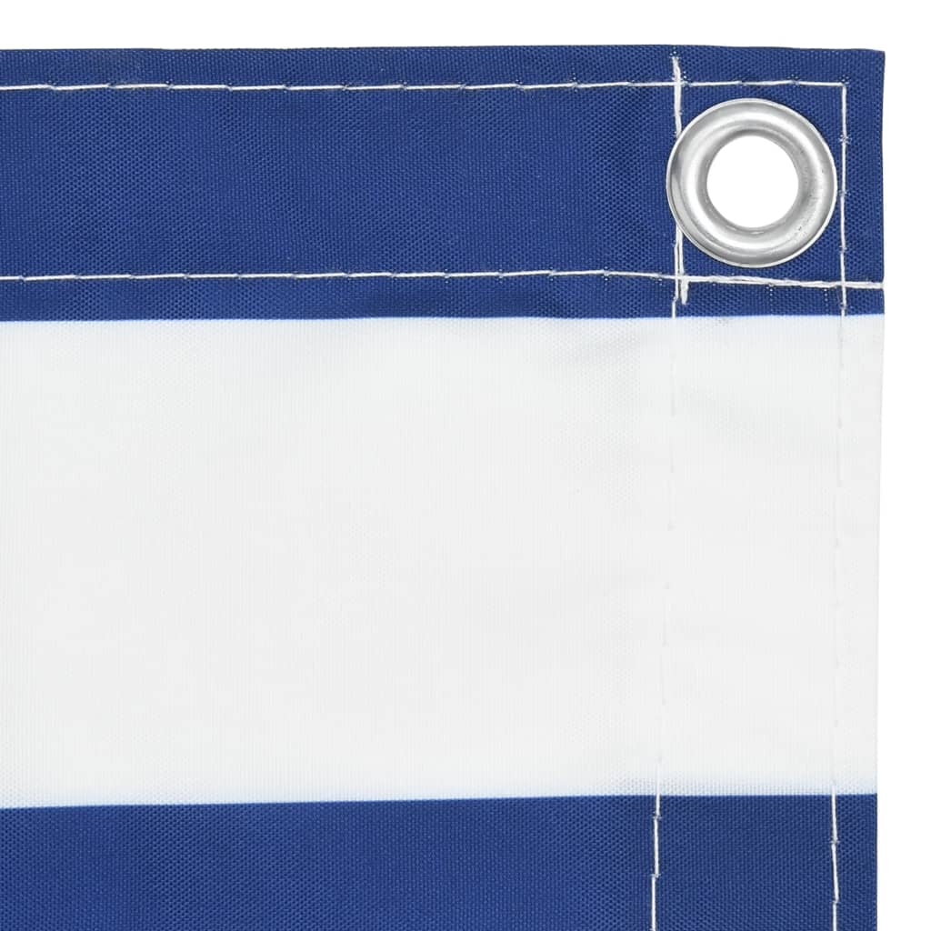 Paravento Balcone Bianco e Blu 90x600 cm Tessuto Oxford Impermeabile