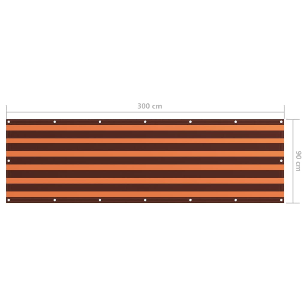 Paravento Balcone Arancione e Marrone 90x300 cm Tessuto Oxford Impermeabile
