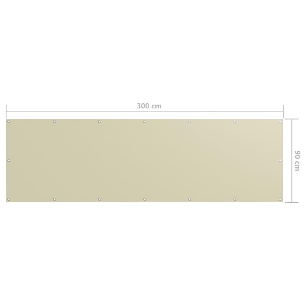 Paravento da Balcone Crema 90x300 cm Tessuto Oxford Impermeabile