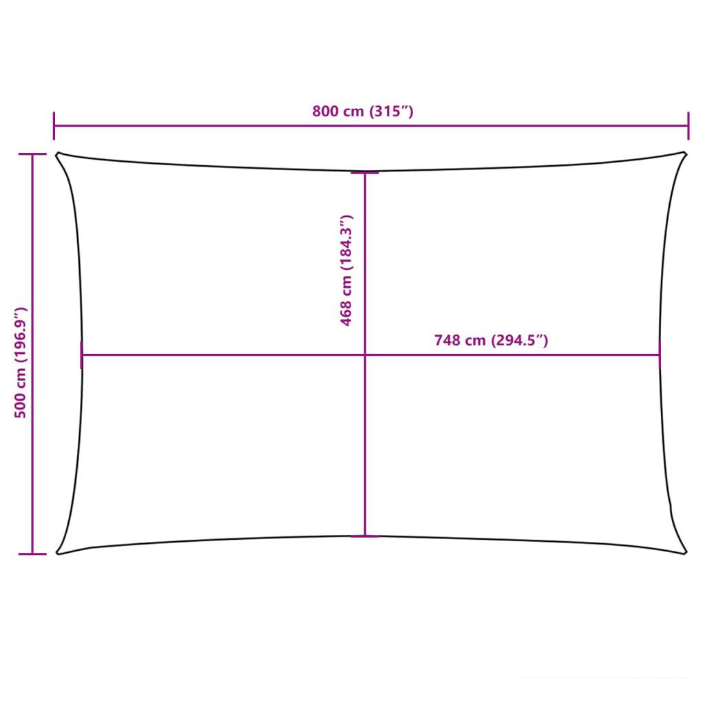 Parasole a Vela Oxford Rettangolare 5x8 m Beige