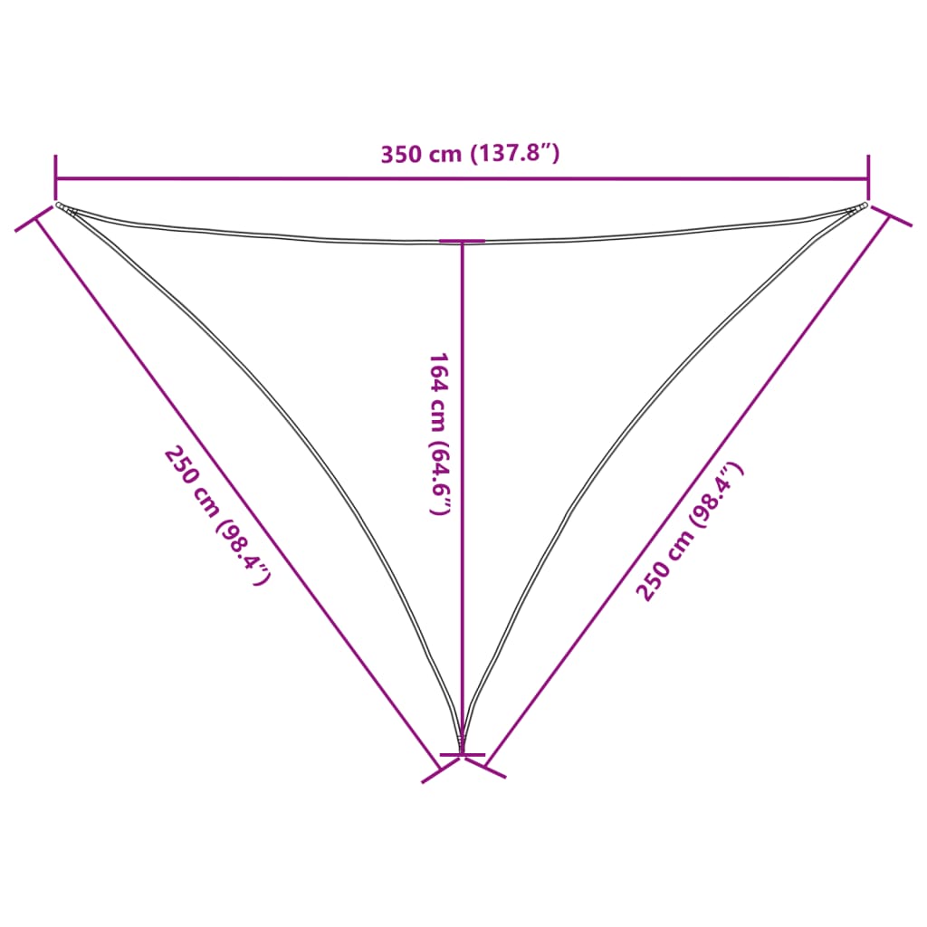 Parasole a Vela Triangolare Oxford 2,5x2,5x3,5 m Bianco