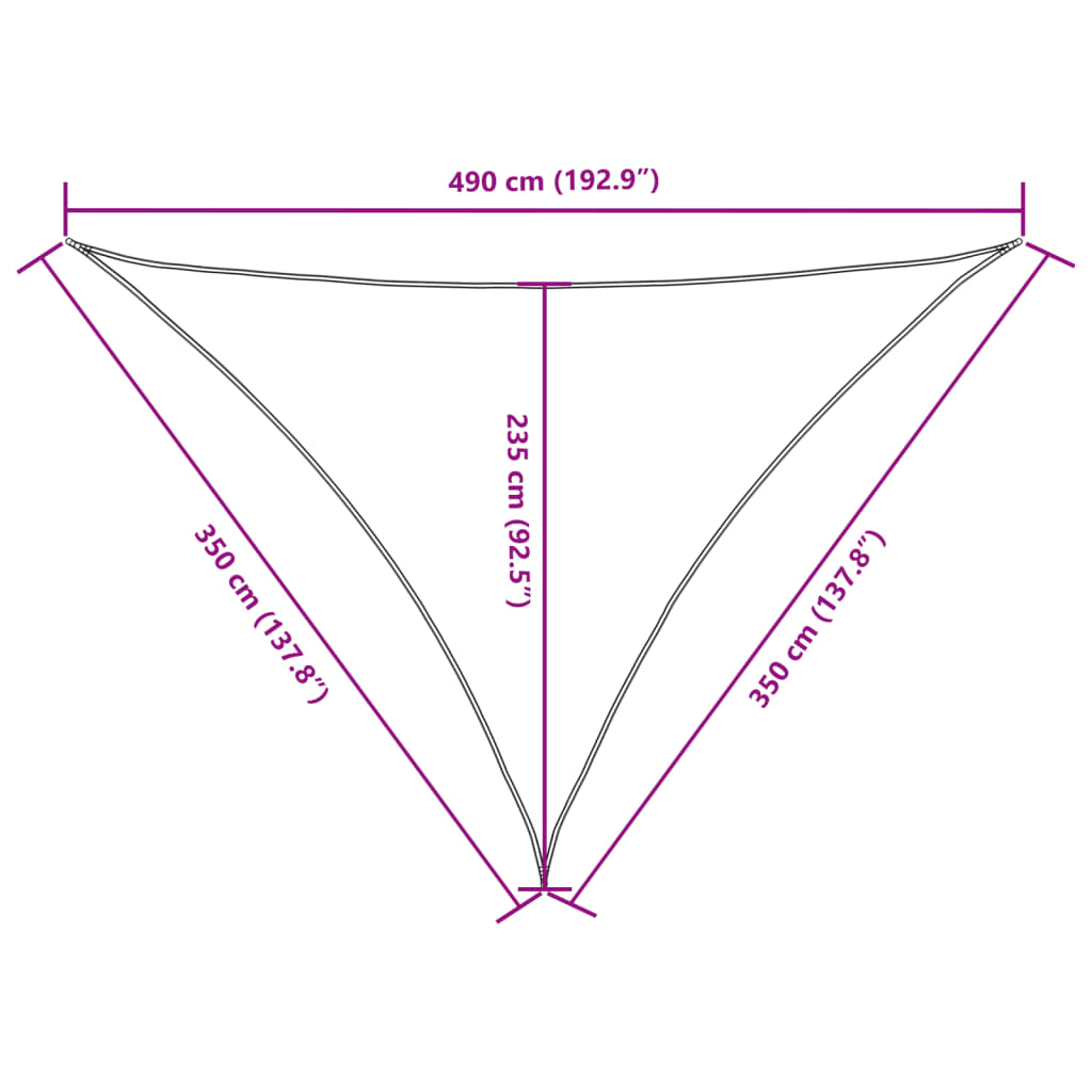 Parasole a Vela Triangolare Oxford 3,5x3,5x4,9 m Bianco