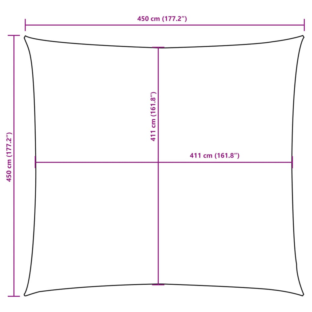 Vela Parasole in Tela Oxford Quadrata 4,5x4,5 m Terracotta