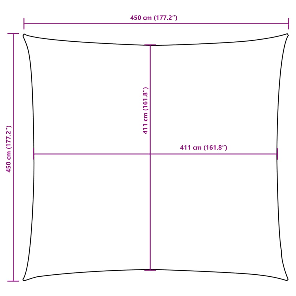 Parasole a Vela in Tela Oxford Quadrato 4,5x4,5 m Talpa