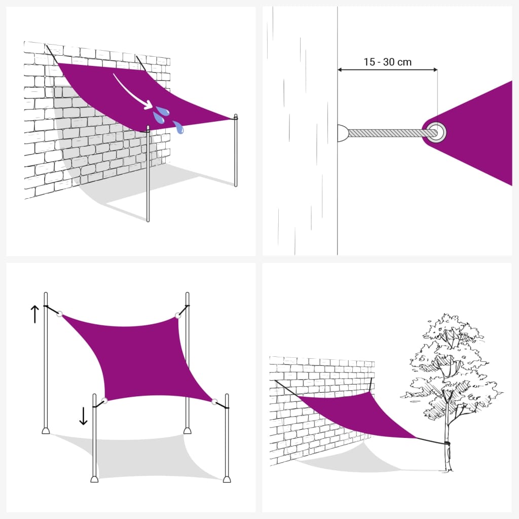 Parasole a Vela Oxford Rettangolare 2x5 m Colore Talpa