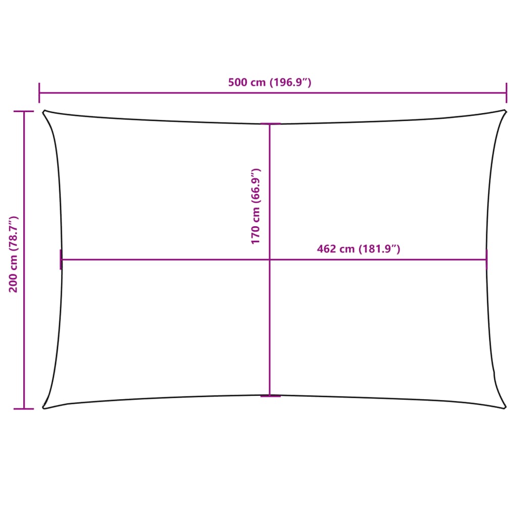 Parasole a Vela Oxford Rettangolare 2x5 m Colore Talpa