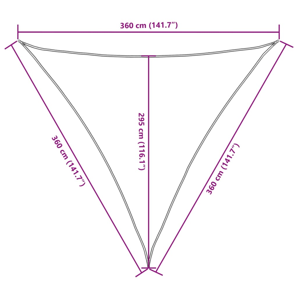 Parasole a Vela Oxford Triangolare 3,6x3,6x3,6 m Grigio Talpa