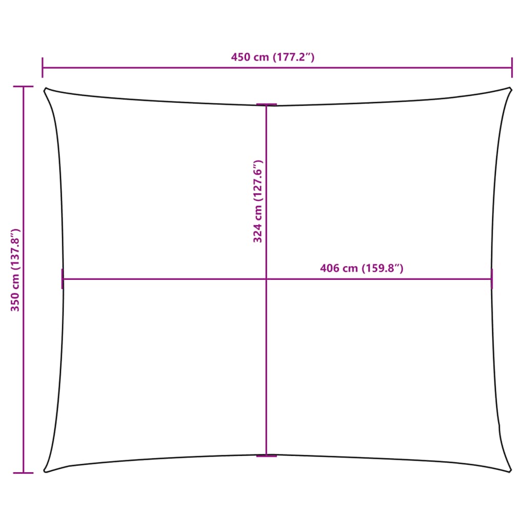 Parasole a Vela Oxford Rettangolare 3,5x4,5 m Verde Scuro