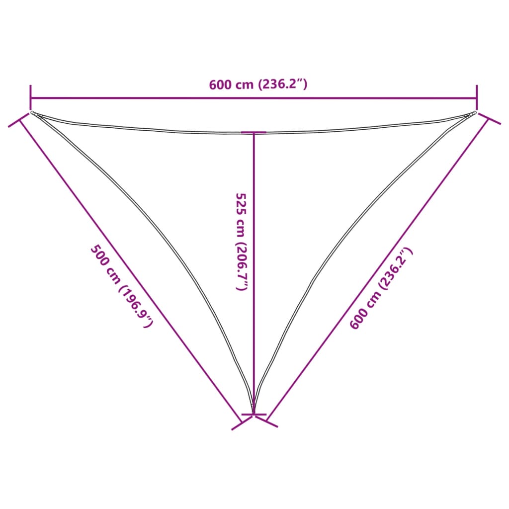 Parasole a Vela Triangolare Oxford 5x6x6 m Verde Scuro