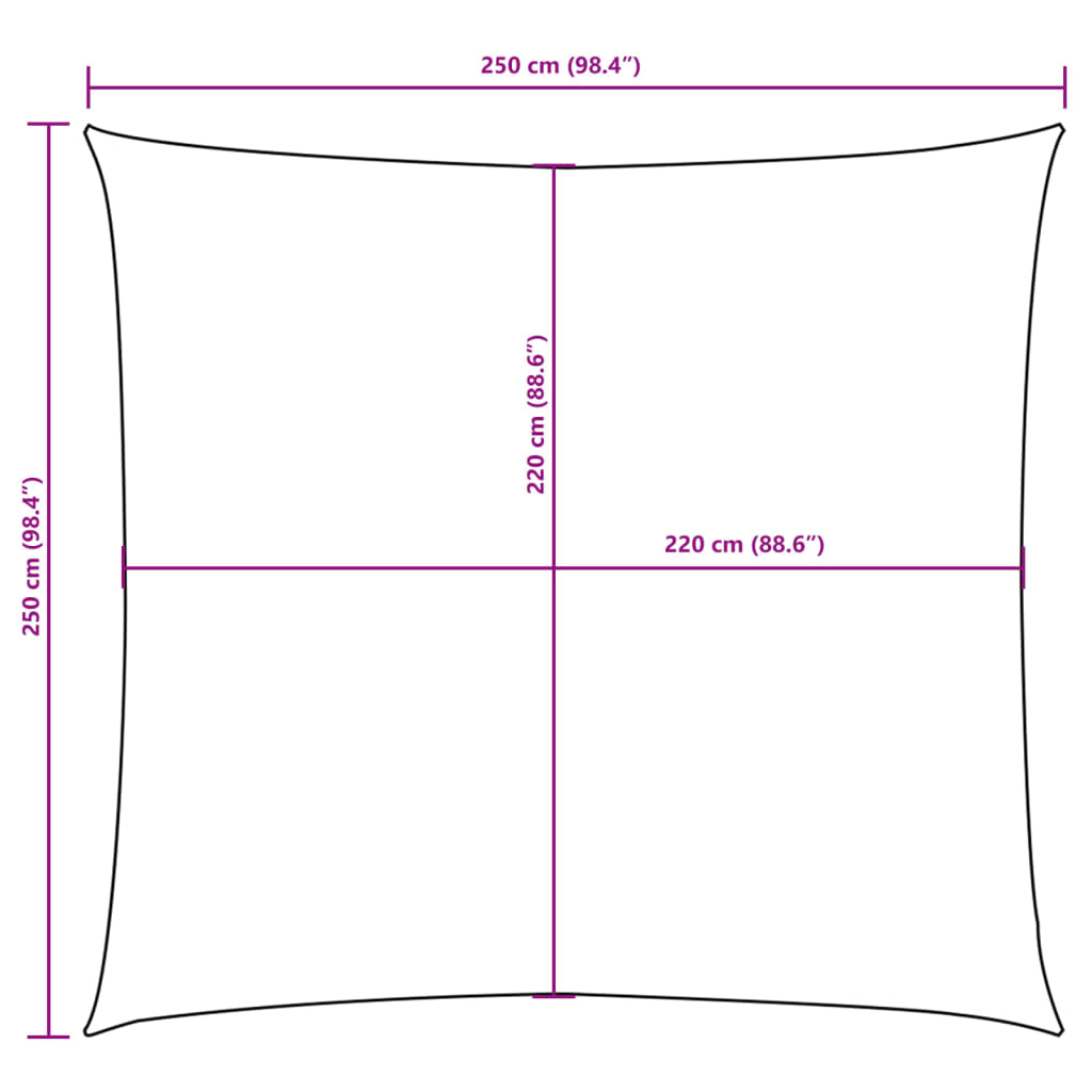Vela Parasole in Tela Oxford Quadrata 2,5x2,5 m Blu
