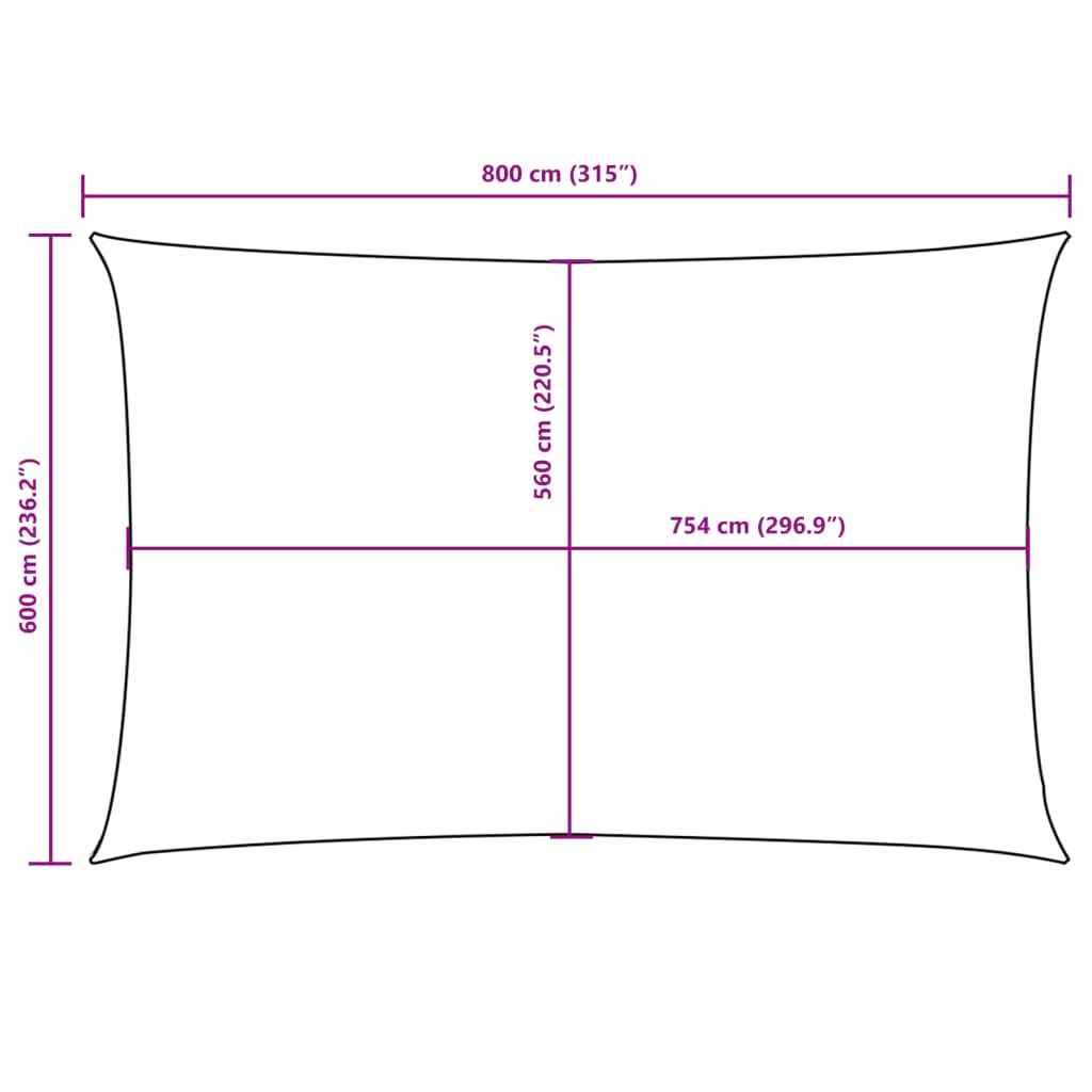 Parasole a Vela Oxford Rettangolare 6x8 m Blu