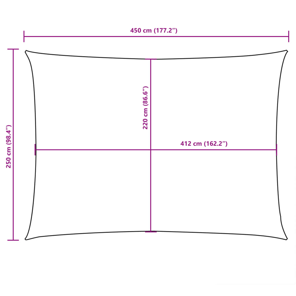 Parasole a Vela Oxford Rettangolare 2,5x4,5 m Giallo