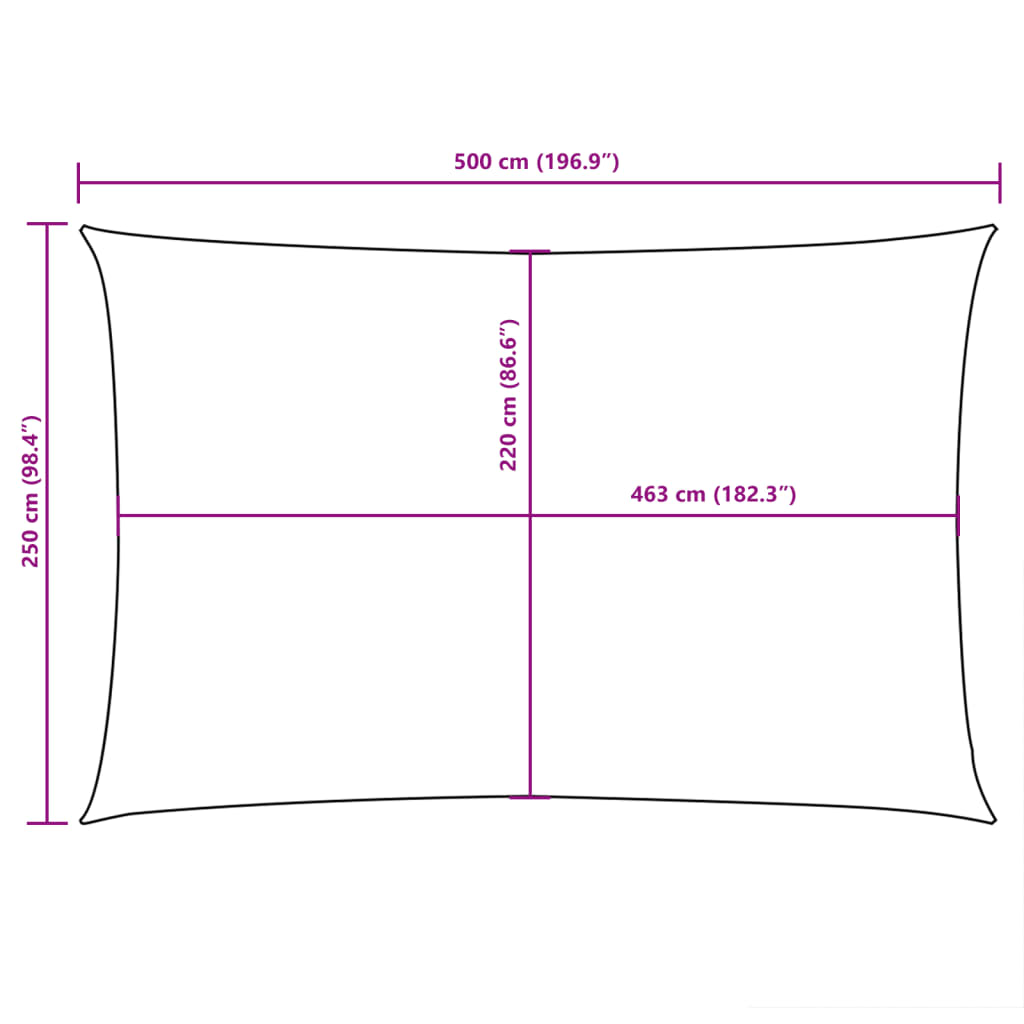 Parasole a Vela Rettangolare Oxford 2,5x5 m Giallo
