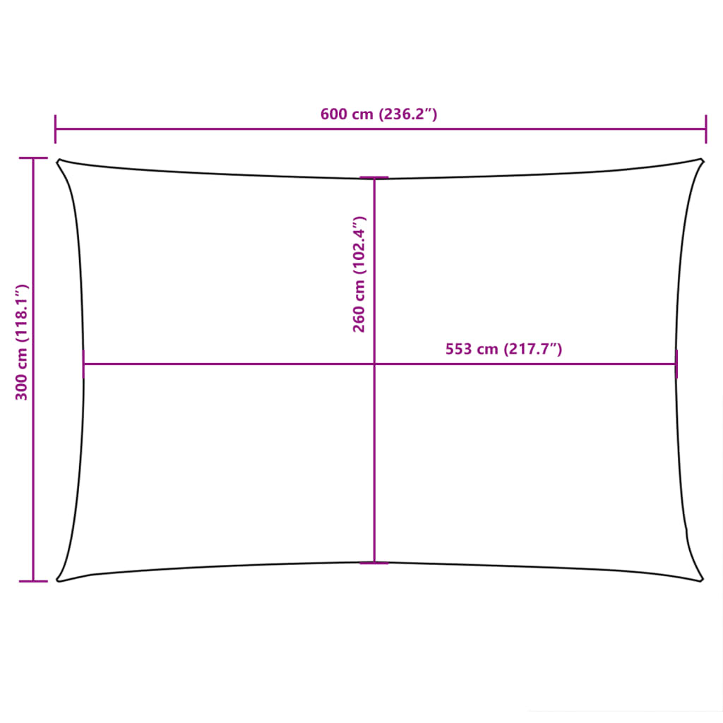 Parasole a Vela Oxford Rettangolare 3x6 m Gialla