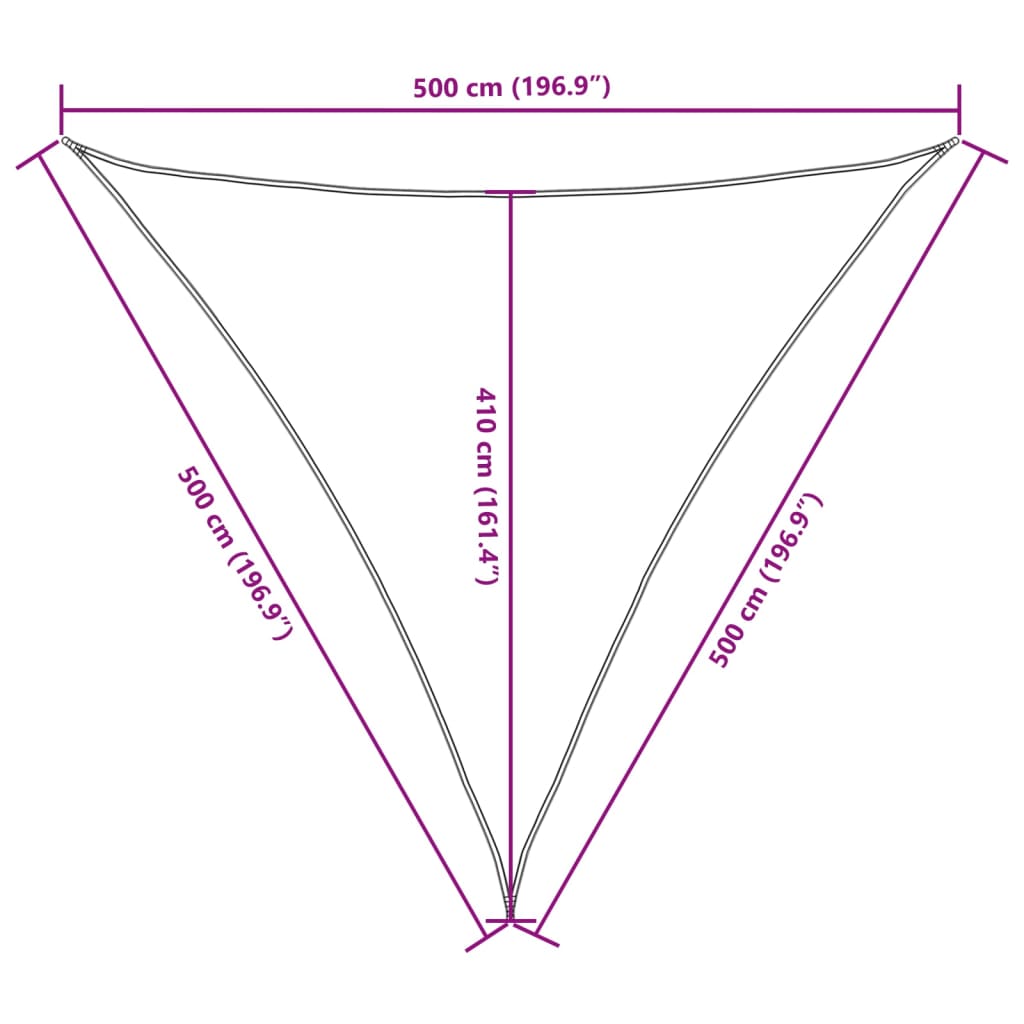Parasole a Vela Oxford Triangolare 5x5x5 m Giallo