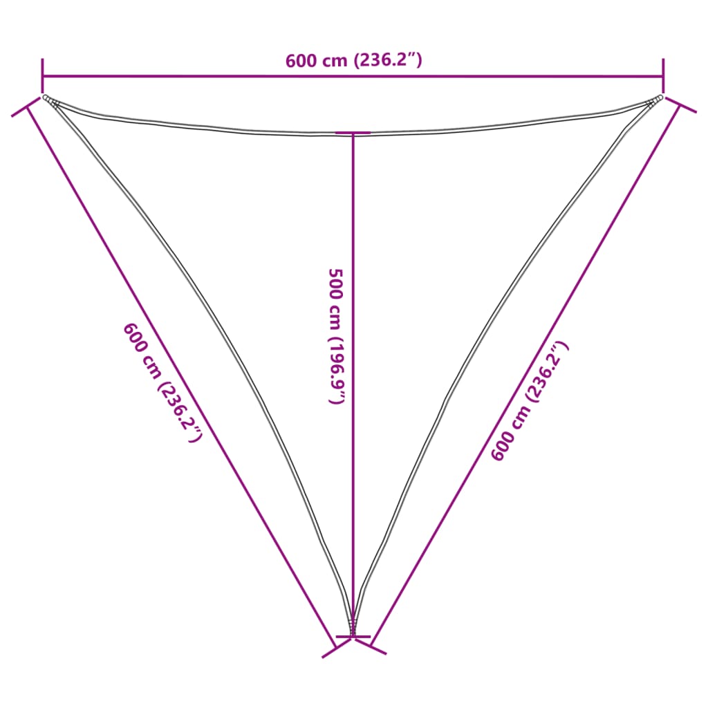 Parasole a Vela in Tessuto Oxford Triangolare 6x6x6 m Giallo