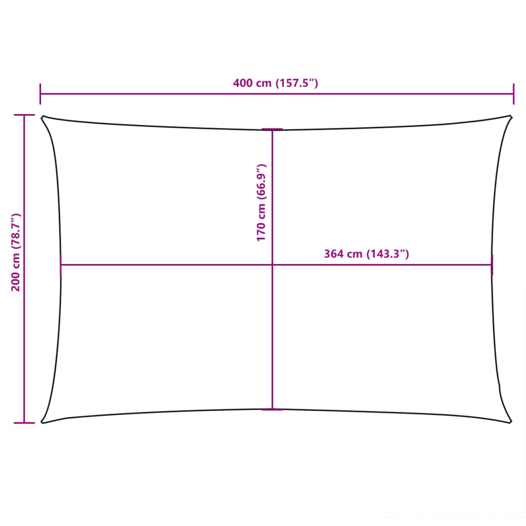 Parasole a Vela Oxford Rettangolare 2x4 m Rosso