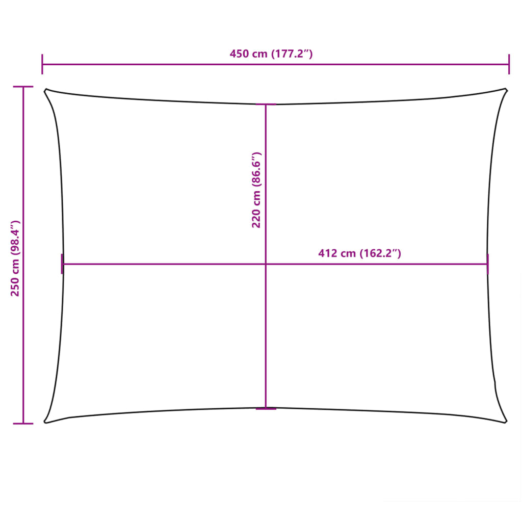 Parasole a Vela Oxford Rettangolare 2,5x4,5 m Rosso
