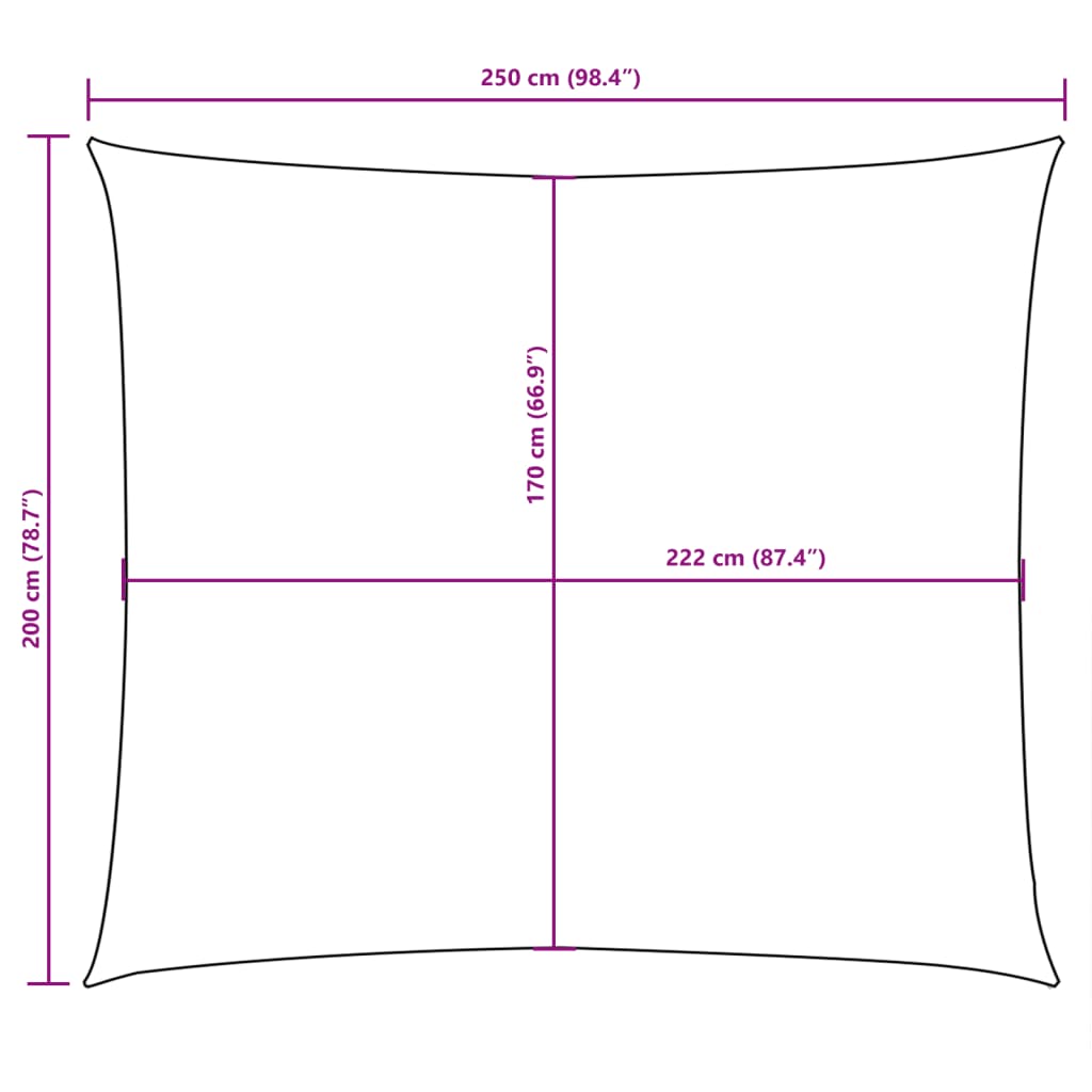 Parasole a Vela Oxford Rettangolare 2x2,5 m Arancione