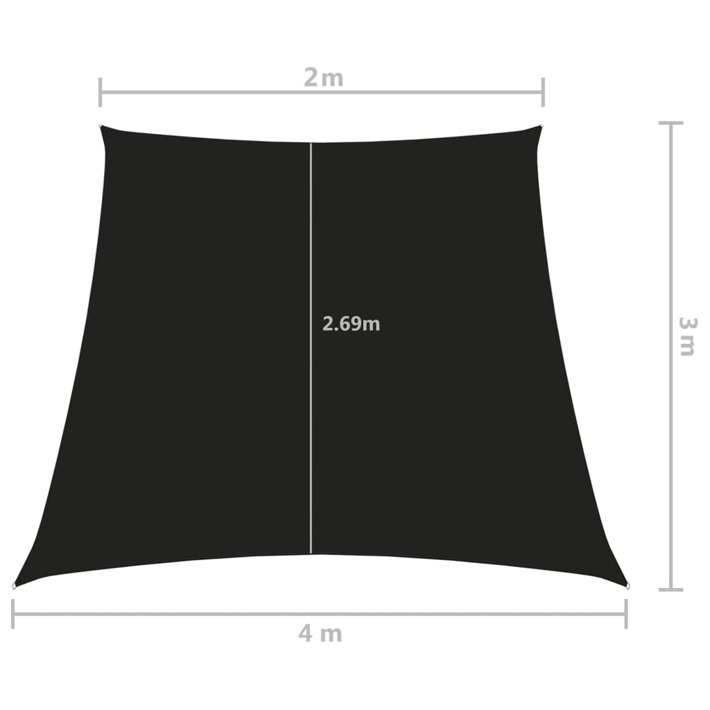 Parasole a Vela Trapezio in Tela Oxford 2/4x3 m Nero