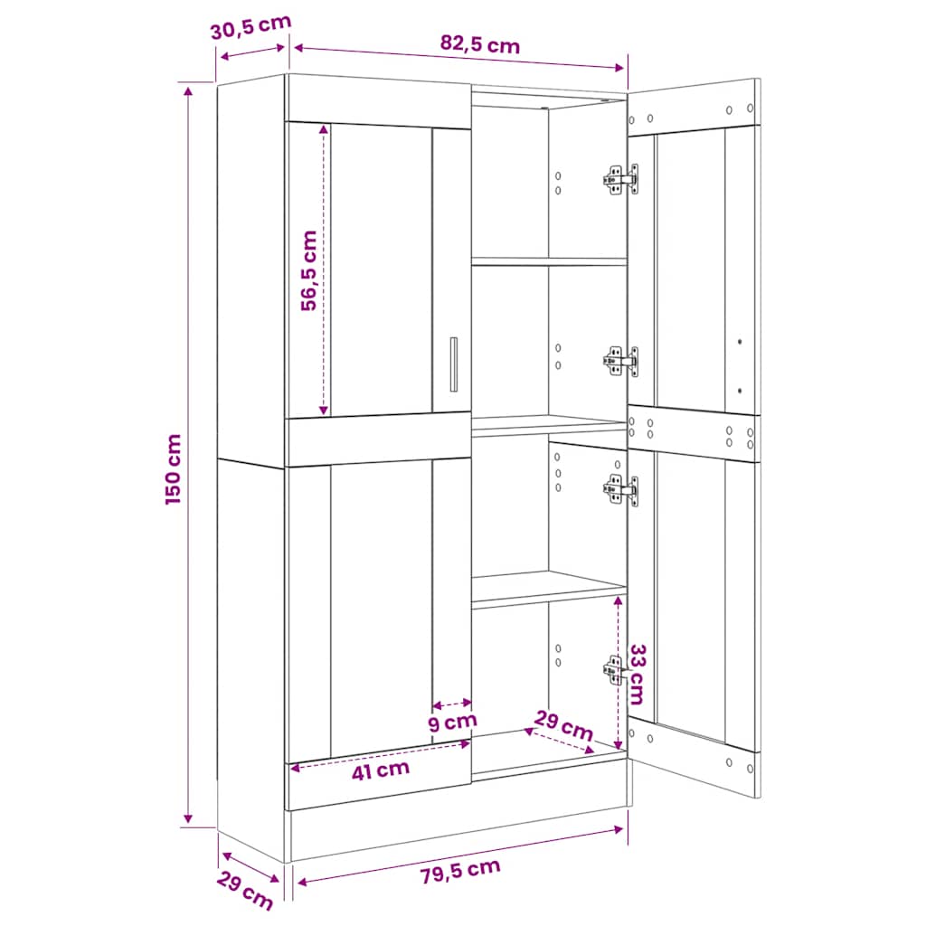 Libreria Bianca 82,5x30,5x150 cm in Legno Multistrato
