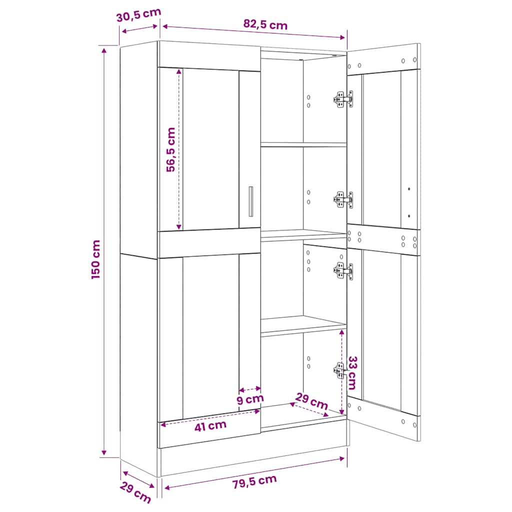 Libreria Bianco Lucido 82,5x30,5x150 cm in Legno Multistrato