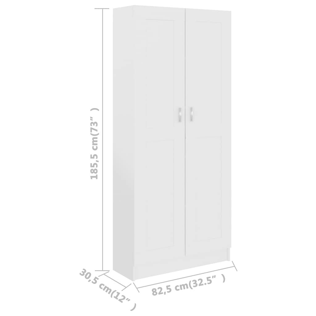 Libreria Bianca 82,5x30,5x185,5 cm in Legno Truciolato