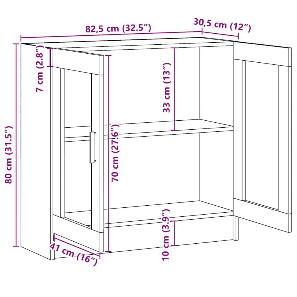 Armadietto con Vetrina Bianco 82,5x30,5x80 cm Legno Multistrato