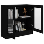 Armadietto con Vetrina Nero 82,5x30,5x80 cm Legno Multistrato