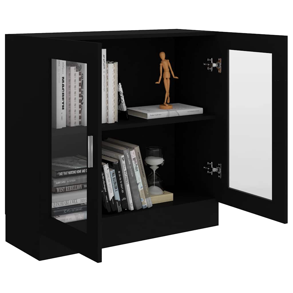 Armadietto con Vetrina Nero 82,5x30,5x80 cm Legno Multistrato