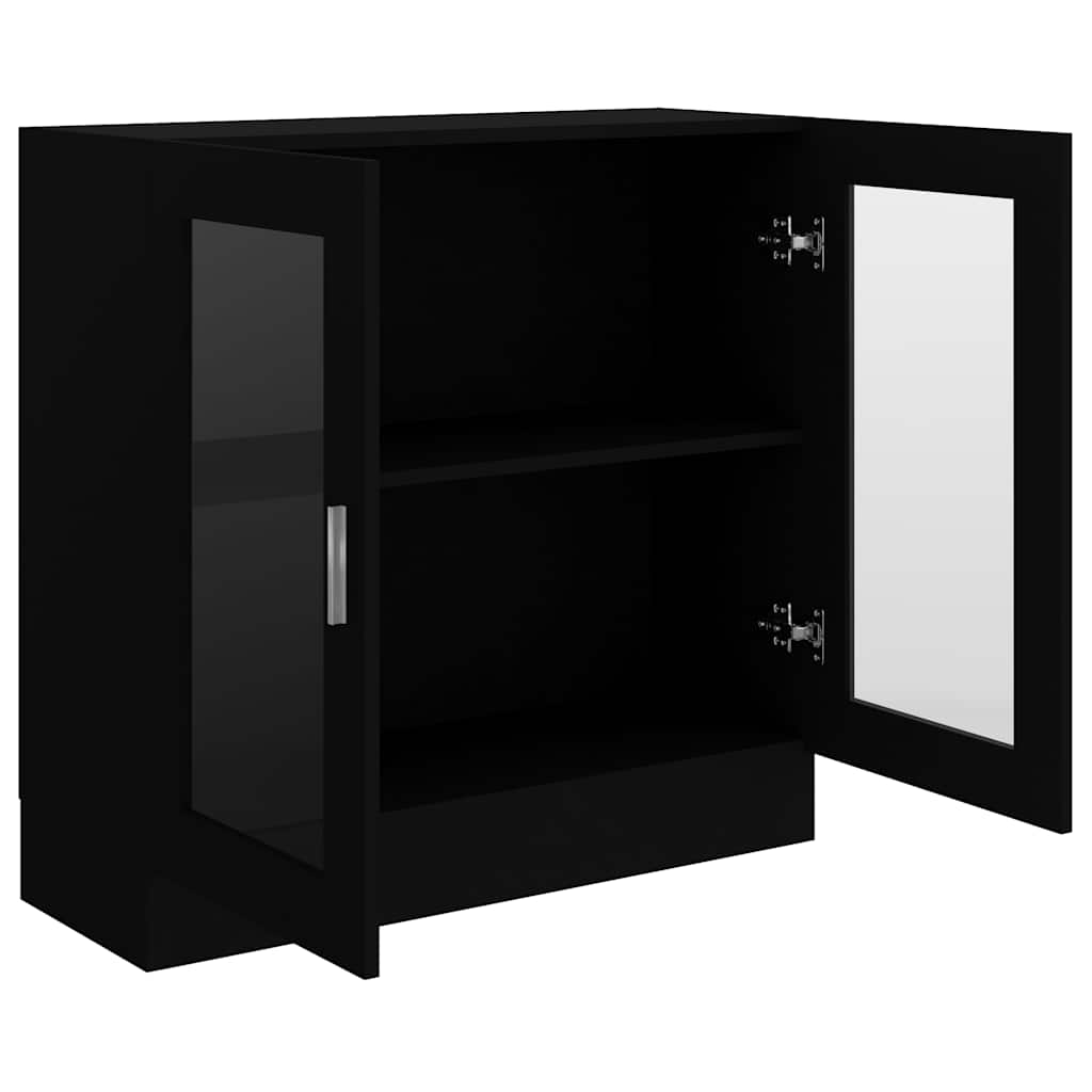 Armadietto con Vetrina Nero 82,5x30,5x80 cm Legno Multistrato