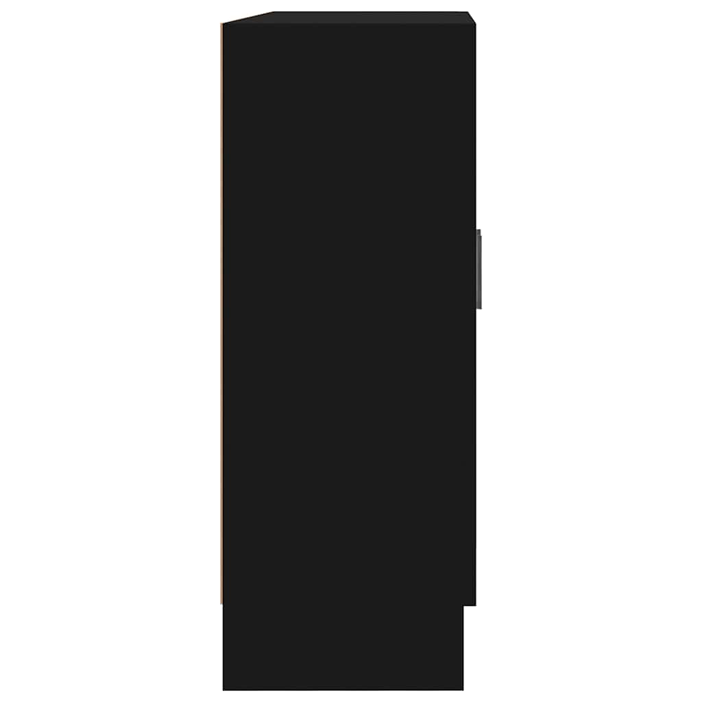 Armadietto con Vetrina Nero 82,5x30,5x80 cm Legno Multistrato