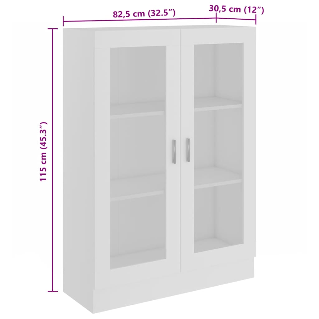 Armadietto con Vetrina Bianco 82,5x30,5x115cm Legno Multistrato