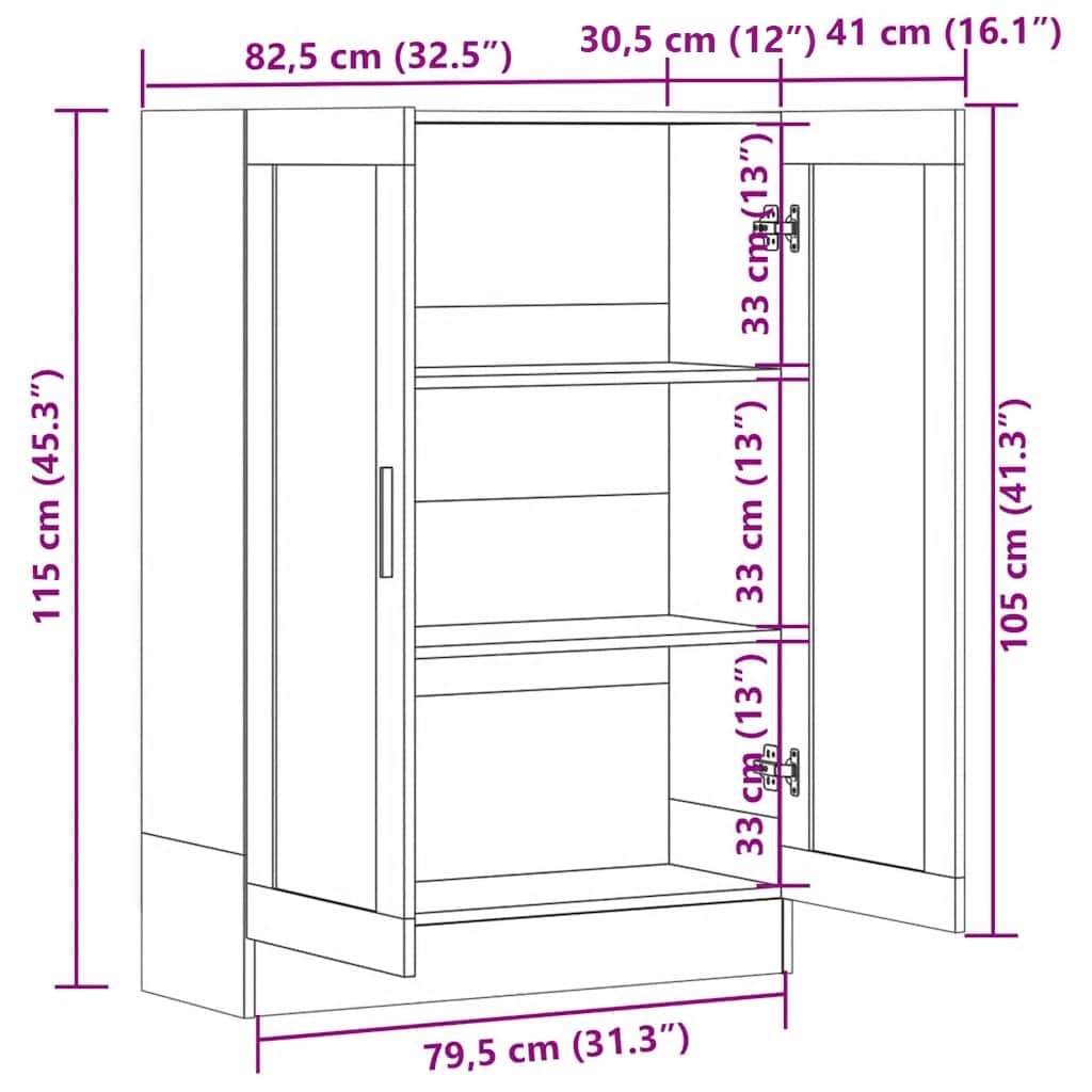 Armadietto con Vetrina Bianco 82,5x30,5x115cm Legno Multistrato
