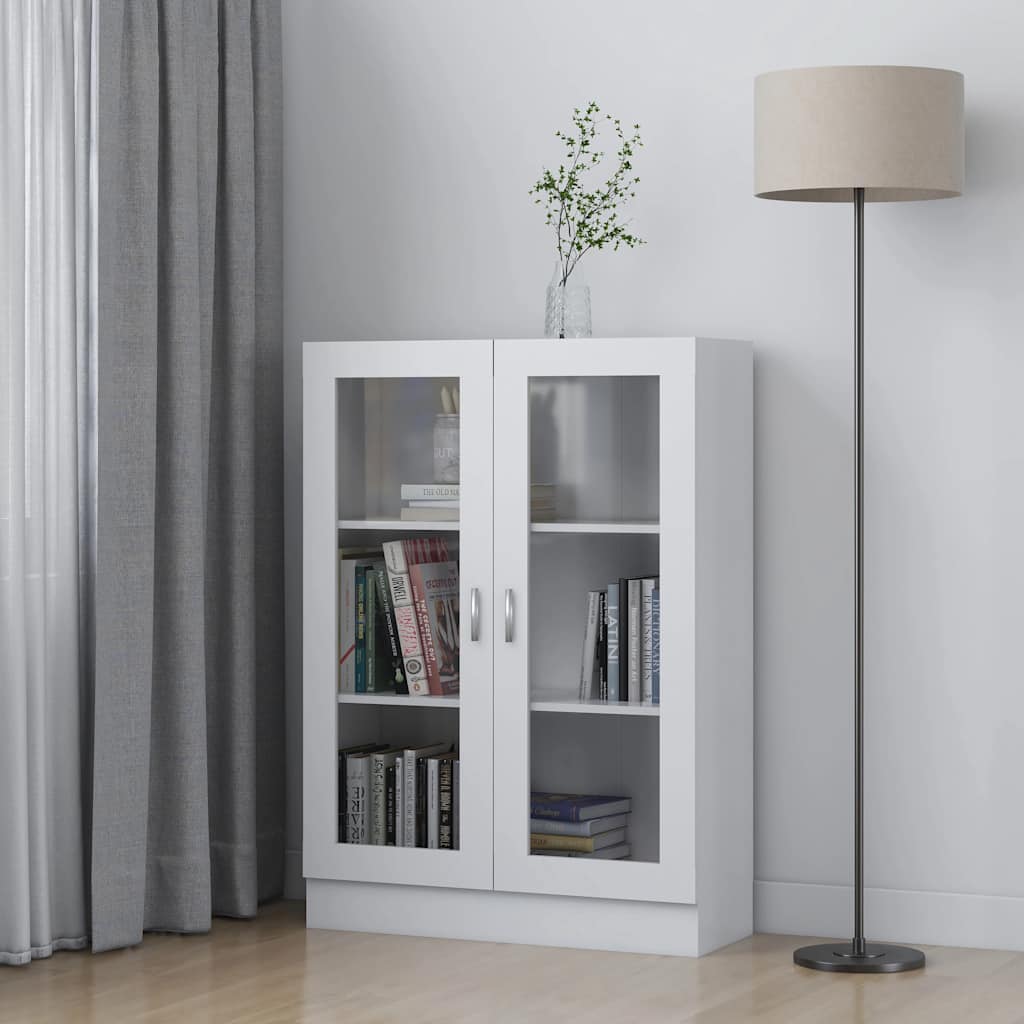 Armadietto con Vetrina Bianco 82,5x30,5x115cm Legno Multistrato