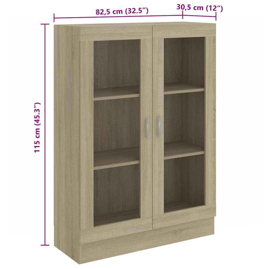 Armadietto Vetrina Rovere Sonoma 82,5x30,5x115 cm Multistrato