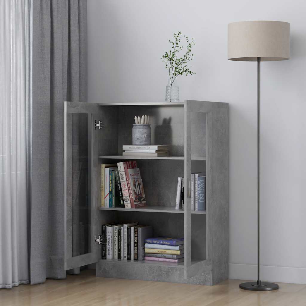 Armadietto Vetrina Grigio Cemento 82,5x30,5x115 cm Multistrato