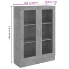 Armadietto Vetrina Grigio Cemento 82,5x30,5x115 cm Multistrato