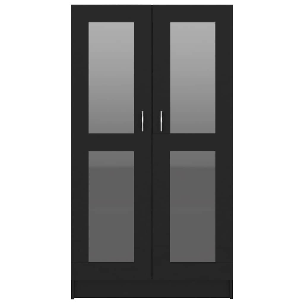 Armadietto con Vetrina Nero 82,5x30,5x150 cm Legno Multistrato